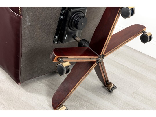 Burgundy Leather Wingback Executive Desk Chair