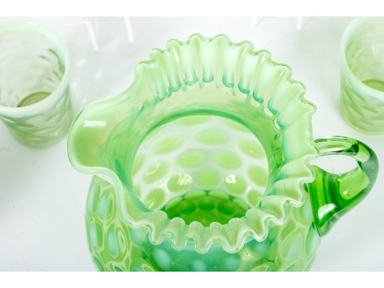 Green Depression Coin Spot Glass