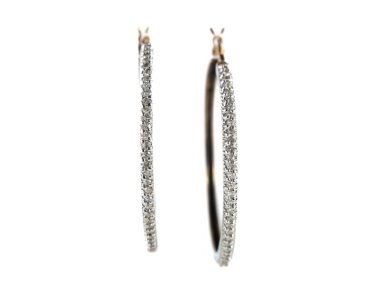 10k Yellow Gold Moissanite Large Hoop Earrings