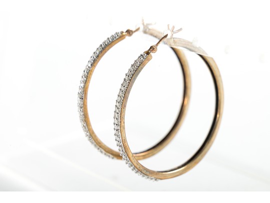10k Yellow Gold Moissanite Large Hoop Earrings