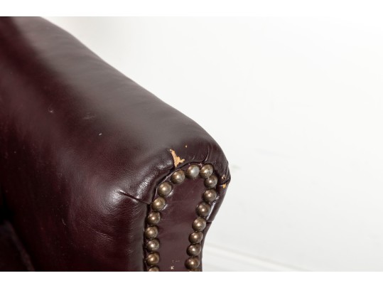 Burgundy Leather Wingback Executive Desk Chair