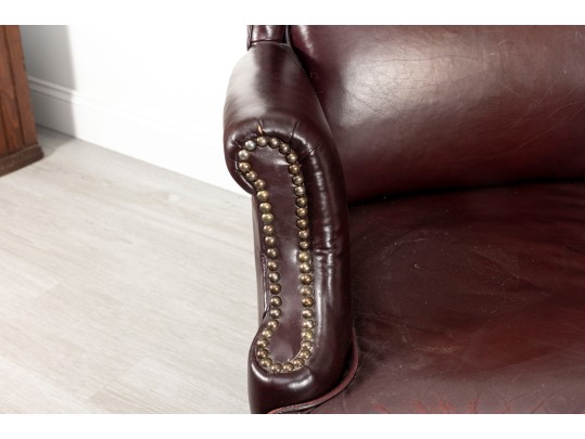 Burgundy Leather Wingback Executive Desk Chair