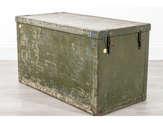 Military Green Campaign Metal Travel Trunk