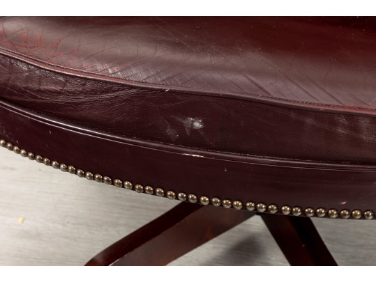 Burgundy Leather Wingback Executive Desk Chair