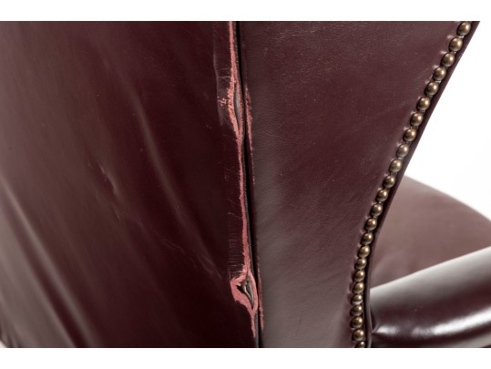 Burgundy Leather Wingback Executive Desk Chair