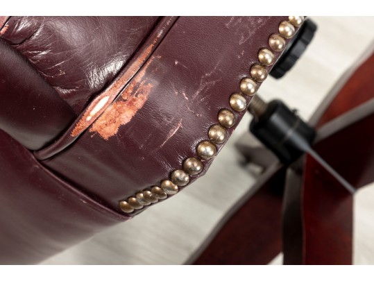 Burgundy Leather Wingback Executive Desk Chair
