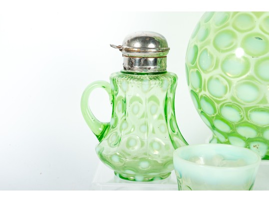 Green Depression Coin Spot Glass