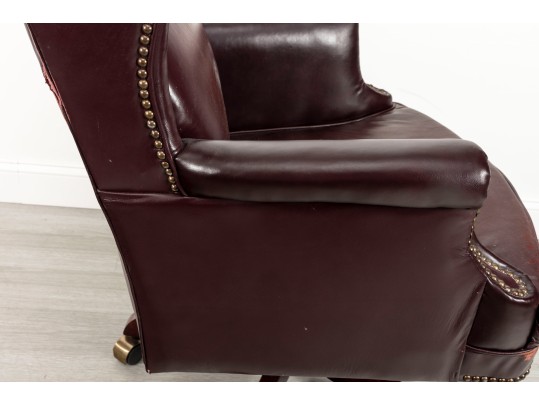 Burgundy Leather Wingback Executive Desk Chair