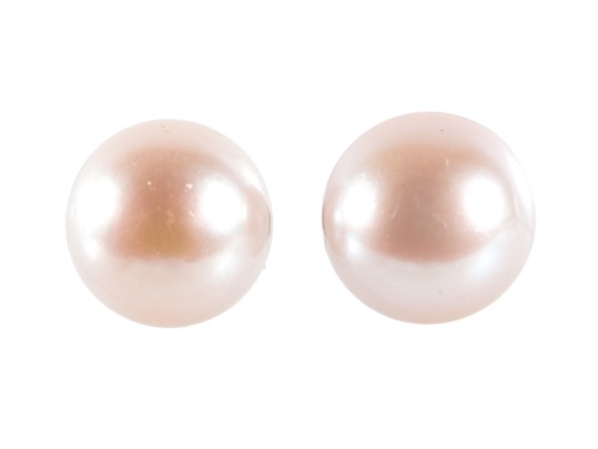 Sterling Silver Pale Pink Cultured Pearl Stud Earrings