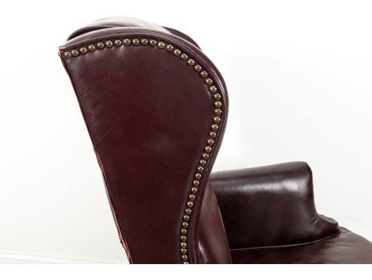 Burgundy Leather Wingback Executive Desk Chair