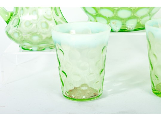 Green Depression Coin Spot Glass