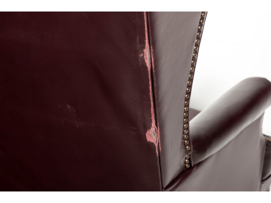 Burgundy Leather Wingback Executive Desk Chair