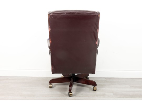 Burgundy Leather Wingback Executive Desk Chair