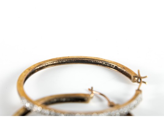 10k Yellow Gold Moissanite Large Hoop Earrings