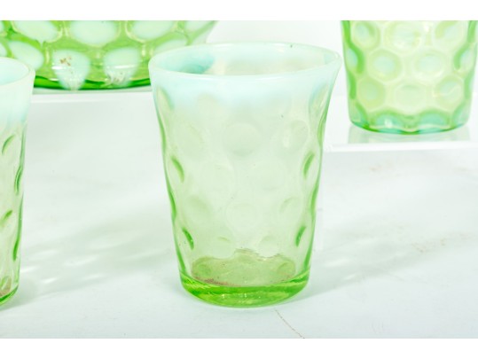 Green Depression Coin Spot Glass