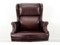 Burgundy Leather Wingback Executive Desk Chair