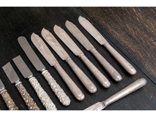 Collection Of Miscellaneous Silver Plated Flatware Utensils With An Inkwell And Picture Frame