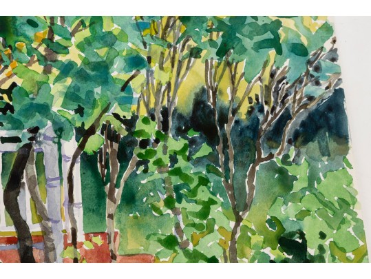William L. Drake (Canada, 1929-2019) Watercolor On Paper, Landscape With Porch - Unframed