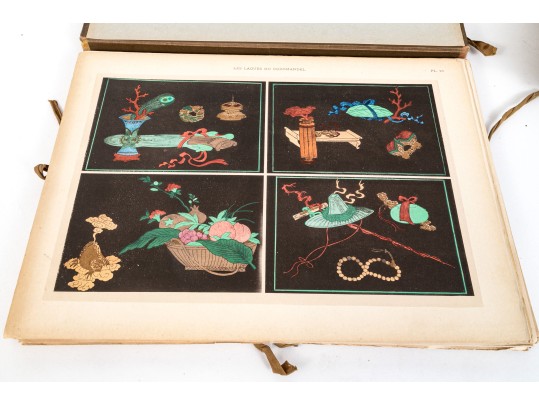 A Group Of Three Vintage Bound Books And Loose Print