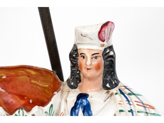 Pair Of English Stafforsdhire Highlander Spill Vases Mounted As Lamps