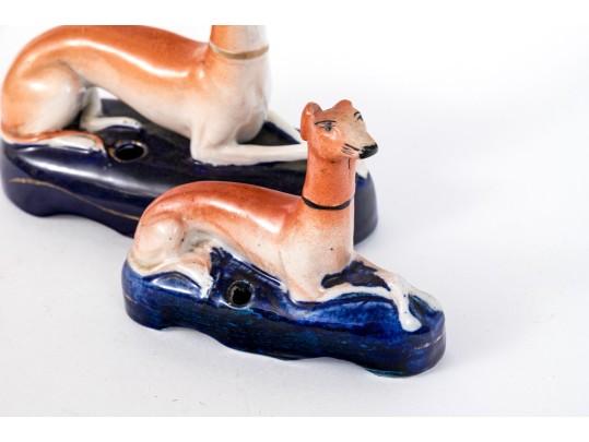 Pair Of English, Staffordshire Whippet Inkwells