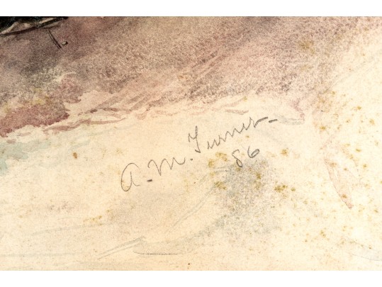 Alfred M. Turner (British, 1852-1932) Watercolor Painting Of A Terrier, 1886