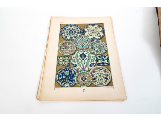 A Group Of Three Vintage Bound Books And Loose Print