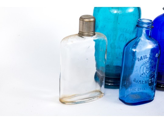 Group Of Vintage Glass Dispensers And Medication Bottles