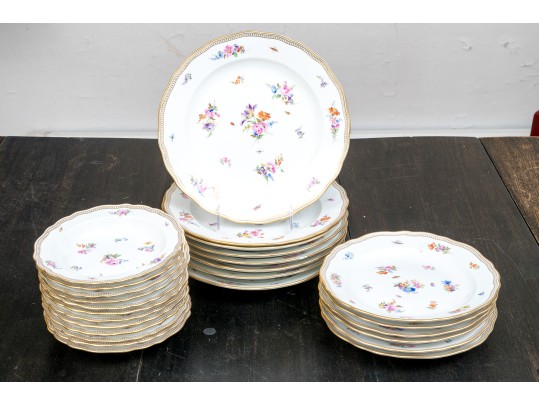 German, Meissen 26 Piece Hand Painted Porcelain Dining Service 