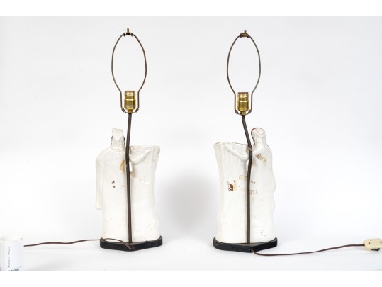 Pair Of English Stafforsdhire Highlander Spill Vases Mounted As Lamps