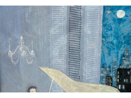 M. Wende (American, 20th C.) Oil On Board Painting, Woman With Grand Piano