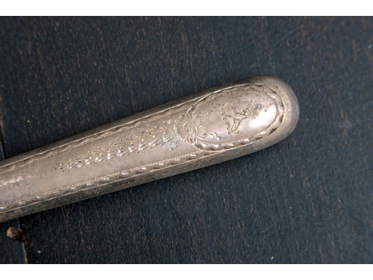 Collection Of Miscellaneous Silver Plated Flatware Utensils With An Inkwell And Picture Frame