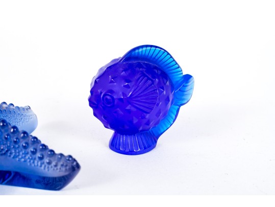 Two French, Lalique Nautical Table Top Items