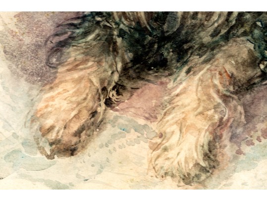 Alfred M. Turner (British, 1852-1932) Watercolor Painting Of A Terrier, 1886