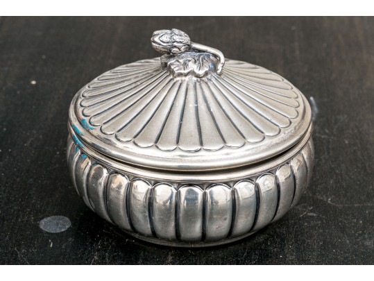 Mexican Lidded Sterling Silver Box, 11.345 OZT, Gadroon Decorated