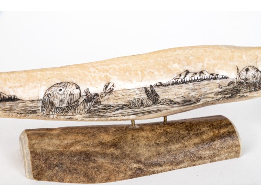 Two Vintage Pieces Of Hand Carved Scrimshaw