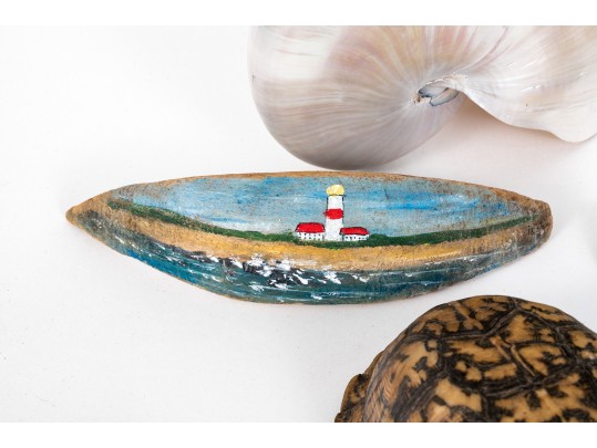 Eclectic Decorative Collection Of 12 Shell, Horn And Stone Items