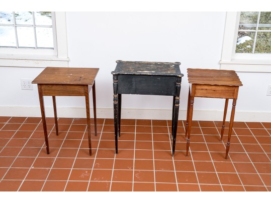 Collection Of 3 Antique Carved, Ebonized & Finished Side Tables - For Restoration