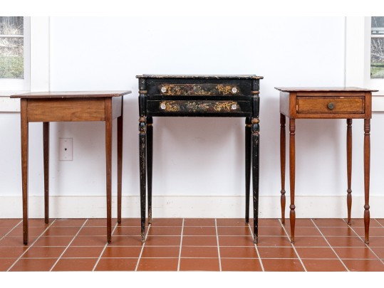 Collection Of 3 Antique Carved, Ebonized & Finished Side Tables - For Restoration