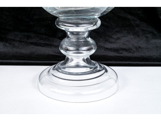 Stunning Quality Pair Of Crystal Hurricane Vases