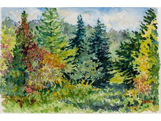 William L. Drake (1929-2019) Watercolor On Paper, Forest Landscape