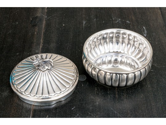 Mexican Lidded Sterling Silver Box, 11.345 OZT, Gadroon Decorated