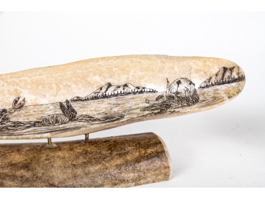 Two Vintage Pieces Of Hand Carved Scrimshaw