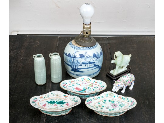 Collection Of 8 Assorted Asian Mixed Media Table Top Wares