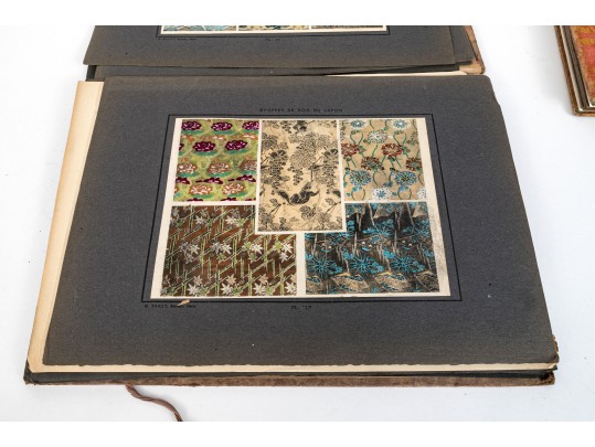 A Group Of Three Vintage Bound Books And Loose Print