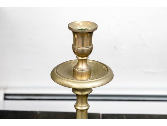 3 Pairs Of Antique And Vintage Brass Candlesticks
