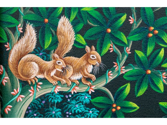 Patrick DesLouches (Haitian, B. 1961) Oil On Canvas Whimsical Jungle Scene