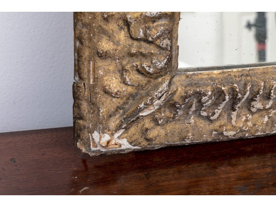 Vintage Carved Wood And Gesso Gilt Finished Mirror