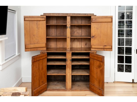 19th Century American Step Back Blind Door Cupboard