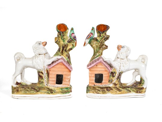 Pair Of Antique English Staffordshire Spill Vases